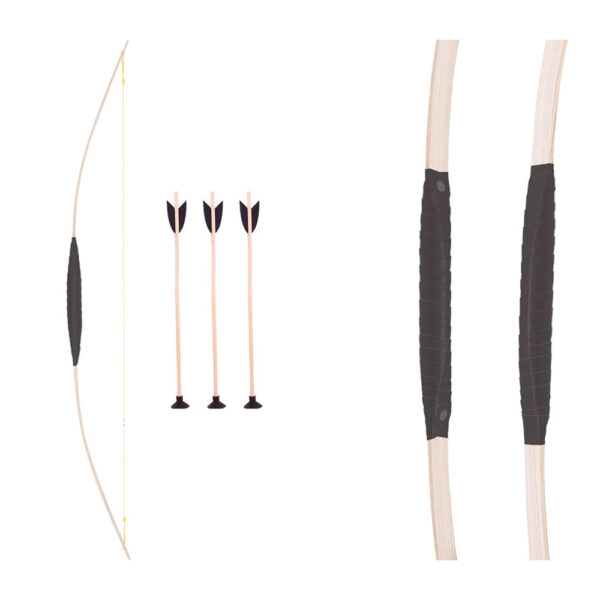 Wooden Bow for kids 80 cm, with 3 arrows (suction cup)